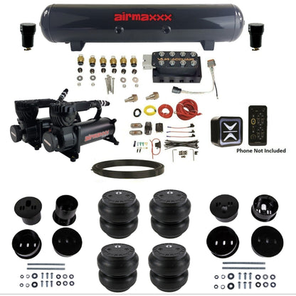 AccuAir E+ Connect & VU4 dual 580 black compressors steel tank slam bags air ride kit for 1958–1960 Cadillac KCAD58-580B2-57S-VU4E-WK-HFSS7