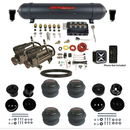 AccuAir E+ Connect & VU4 dual x-series compressors aluminum tank 2600 bags air ride kit for 1958–1960 Cadillac KCAD58-X2B-57ABK-VU4E-WK-HF