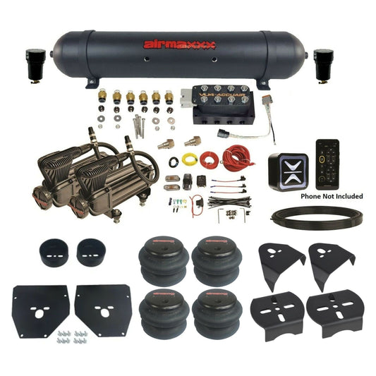 AccuAir E+ Connect & VU4 dual x-series compressors aluminum tank 2600 bags air ride kit for 1973–1987 C10 KC1073-X2B-57ABK-VU4E-WK-HF