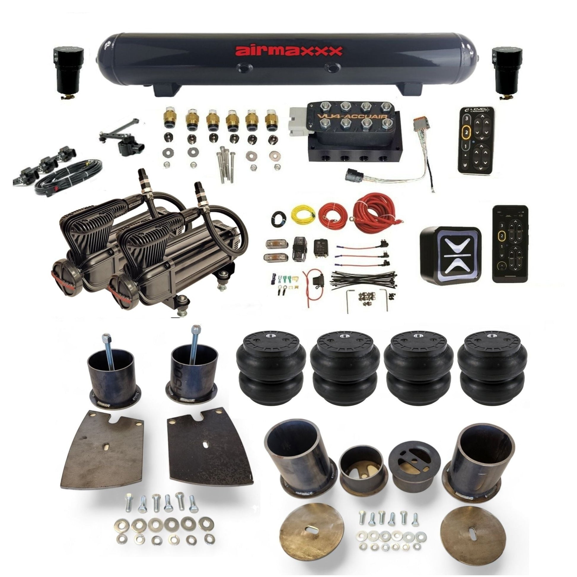 AccuAir E+ Connect VU4 x-series compressors steel tank slam bags air ride kit for 1961–64 Buick full size cars KBUI61-XB2-57S-VU4EHT-WK-HFSS7