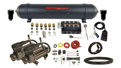 AccuAir VU4 3/8 air ride management kit w/x-series compressors & aluminum tank MK-X2B-57ABK-VU47BK-WK-HF
