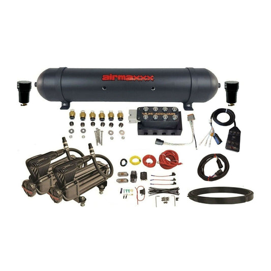 AccuAir VU4 3/8 air ride management kit w/x-series compressors & aluminum tank MK-X2B-57ABK-VU47BK-WK-HF