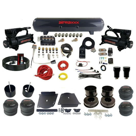 AccuAir VU4 3/8 dual 580 black compressors steel tank bags air suspension kit for 1964–1972 GM A-Body KABDY-580B2-57S-VU4-7BK-WK-HF