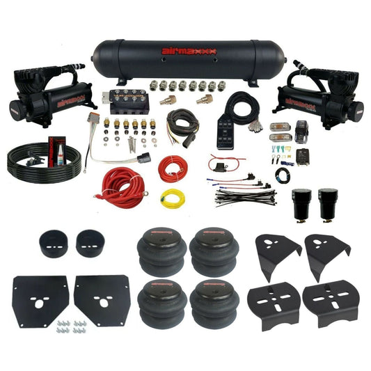 AccuAir VU4 dual 580 black compressors aluminum tank 2600 bags air ride kit for 1973–1987 Chevy C10 KC1073-580B2-57ABK-VU4-7BK-WK-HF