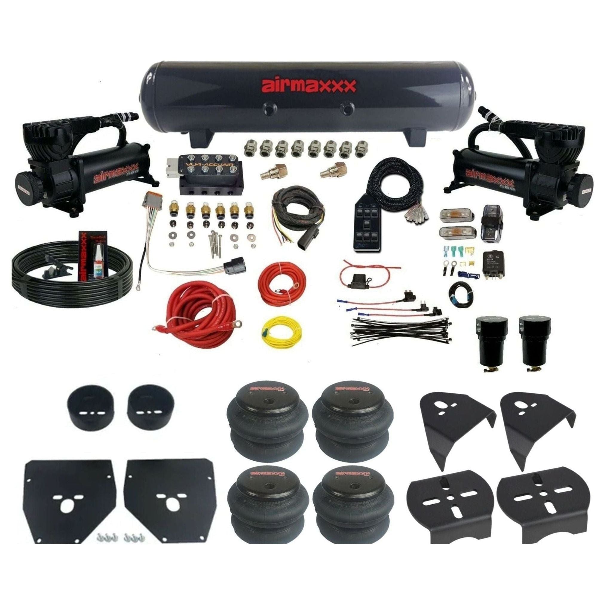 AccuAir VU4 3/8 Air Ride Kit 1973-1987 C10 580 Compressors – airslamit
