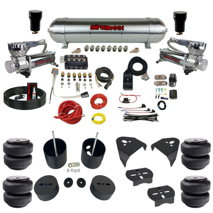 AccuAir VU4 dual 580 chrome compressors aluminum tank airlift bags air ride kit for 1999–2006 Silverado/Sierra KGM99-580C2-57ARW-VU4-7BK-WK-HFD26