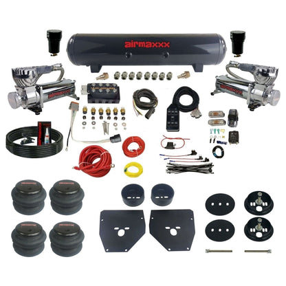 AccuAir VU4 dual 580 chrome compressors steel tank 2600 bags air ride kit for 1963–1972 Chevy C10/C20/C30 KC1063-580C2-57S-VU4-7BK-WK-HF