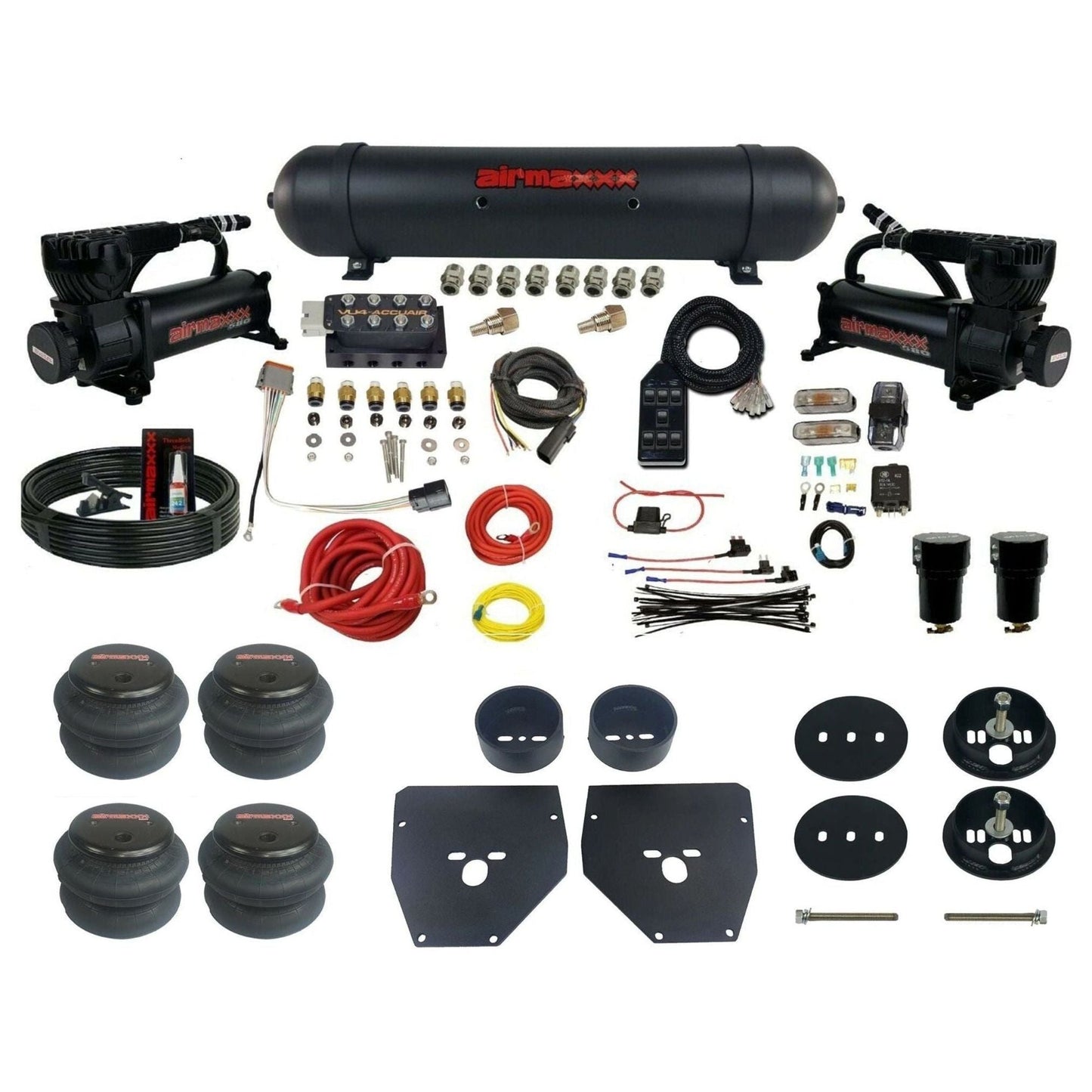 AccuAir VU4 dual black 580 compressors aluminum tank 2600 bags air ride kit for 1963–1972 C10/C20/C30 KC1063-580B2-57ABK-VU4-7BK-WK-HF