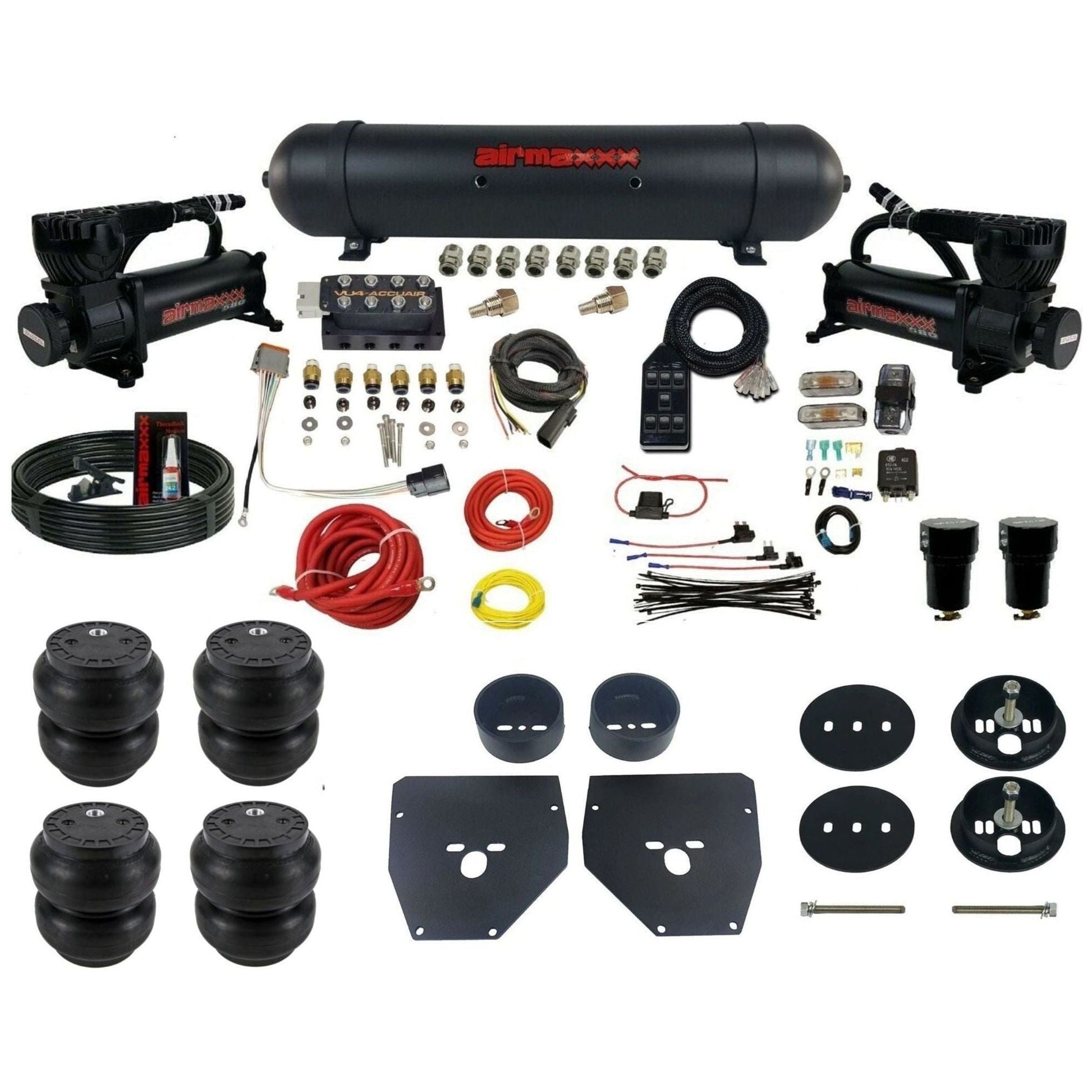 AccuAir VU4 dual black 580 compressors aluminum tank Slam bags air ride kit for 1963–1972 C10/C20/C30 KC1063-580B2-57ABK-VU4-7BK-WK-HFSS7