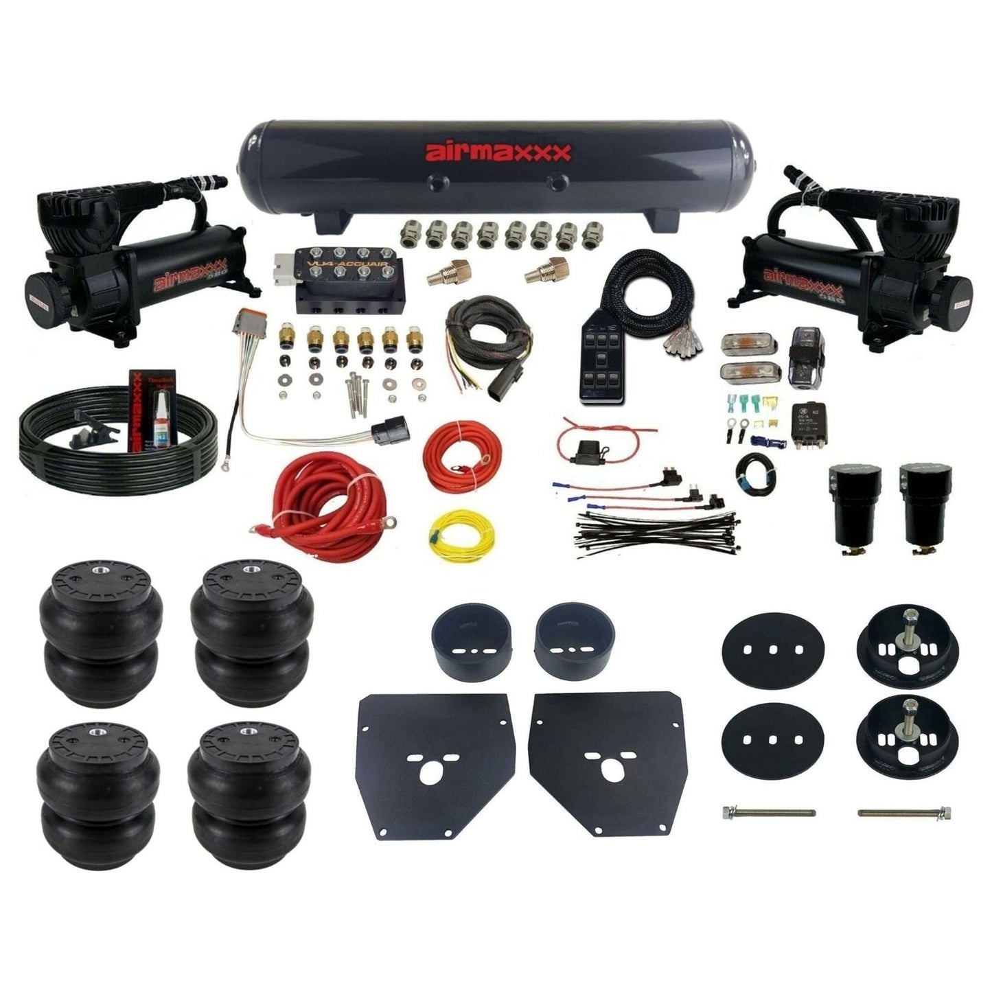 AccuAir VU4 dual black 580 compressors steel tank Slam bags air ride kit for 1963–1972 C10/C20/C30 KC1063-580B2-57S-VU4-7BK-WK-HFSS7