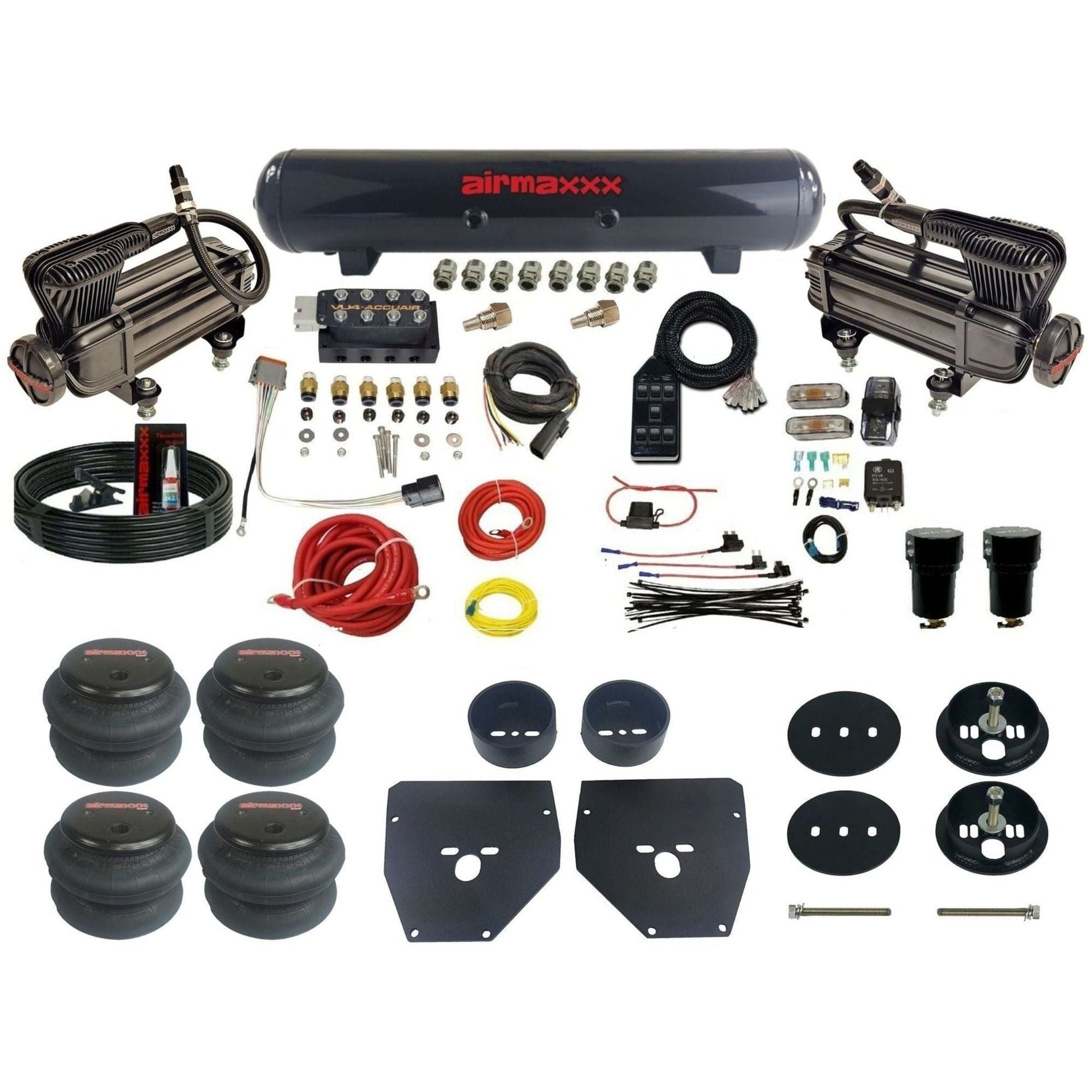 AccuAir VU4 dual x-series compressors steel tank 2600 bags air ride kit for 1963–1972 C10/C20/C30 KC1063-XB2-57S-VU4-7BK-WK-HF