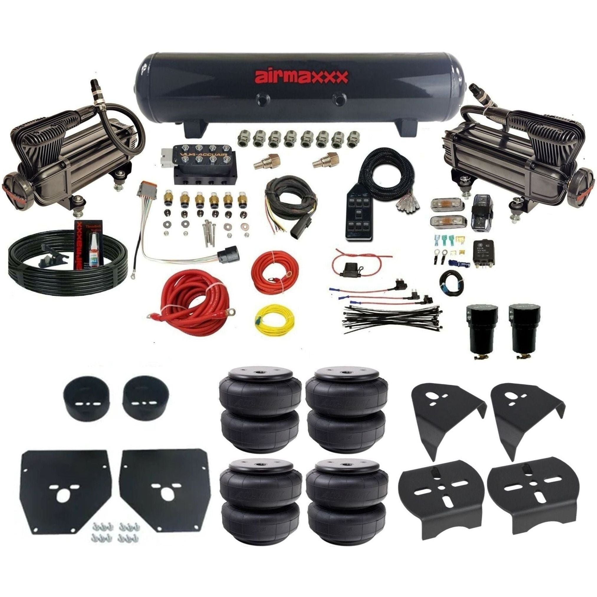 AccuAir VU4 3/8 Air Ride Kit 1973-1987 C10 580 Compressors – airslamit