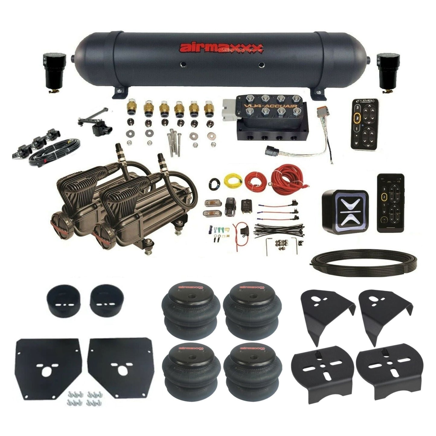 AccuAir e-Level+ Height+ Dual X-series compressors aluminum tank 2600 bags air kit for 1973–1987 Chevy C10 KC1073-X2B-57ABK-VU4EHT-WK-HF