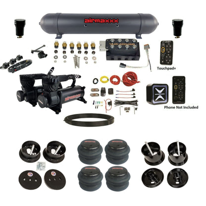 AccuAir e-Level+ Height+ VU4 dual 580 black compressors aluminum tank 2600 bags air ride kit for 1961–1962 Cadillac K-CAD6162-580B2-57ABK-VU4-E_HT