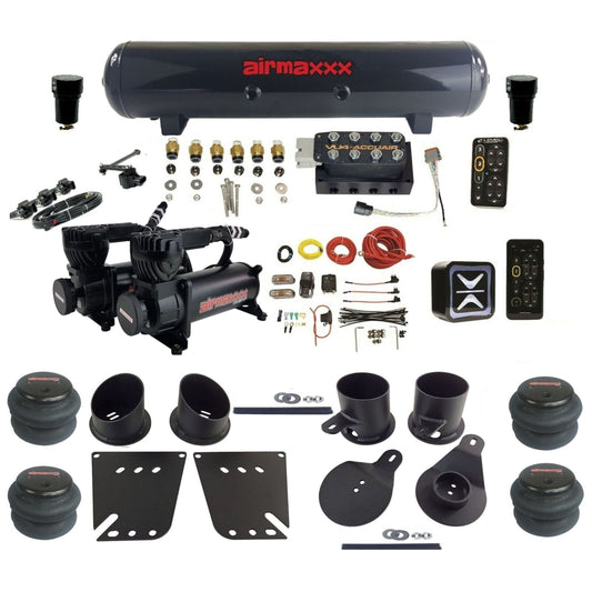 AccuAir e-Level+ Height+ VU4 dual 580 black compressors steel tank 2600 bags air kit for 1958–1964 Chevy Impala KIMP58-580B2-57S-VU4EHT-WK-HF