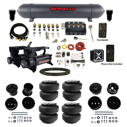 AccuAir e-Level+ Pressure VU4 dual 580 black compressors aluminum tank airlift bags air kit for 1958–1960 Cadillac KCAD58-580B2-57ABK-VU4EPT-WK-HFD25