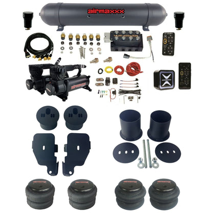 AccuAir e-Level+ Pressure VU4 dual 580 black compressors aluminum tank & bags air ride kit for 1965–1970 Chevy Impala KIMP65-580B2-57ABK-VU4EPT-WK-HF