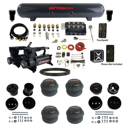 AccuAir e-Level+ Pressure VU4 dual 580 black compressors steel tank 2600 bags air kit for 1958–1960 Cadillac KCAD58-580B2-57S-VU4EPT-WK-HF