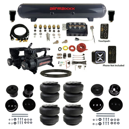 AccuAir e-Level+ Pressure VU4 dual 580 black compressors steel tank airlift bags air kit for 1958–1960 Cadillac KCAD58-580B2-57S-VU4EPT-WK-HFD25