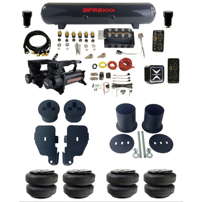 AccuAir e-Level+ Pressure VU4 dual 580 black compressors steel tank & airlift bags air ride kit for 1965–1970 Chevy Impala KIMP65-580B2-57S-VU4EPT-WK-HFD25