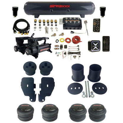AccuAir e-Level+ Pressure VU4 dual 580 black compressors steel tank & bags air ride kit for 1965–1970 Chevy Impala KIMP65-580B2-57S-VU4EPT-WK-HF