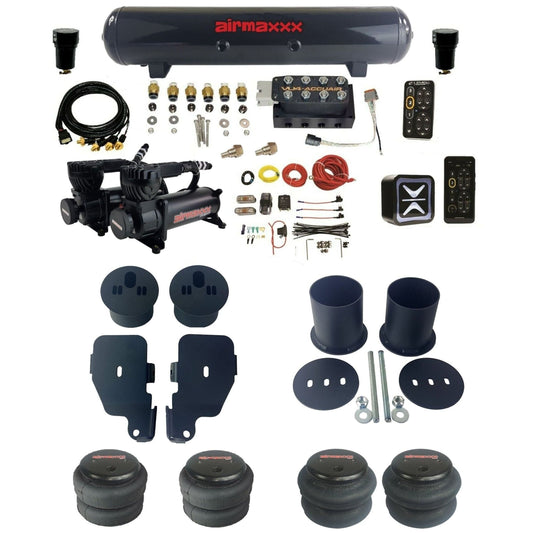 AccuAir e-Level+ Pressure VU4 dual 580 black compressors steel tank & bags air ride kit for 1965–1970 Chevy Impala KIMP65-580B2-57S-VU4EPT-WK-HF