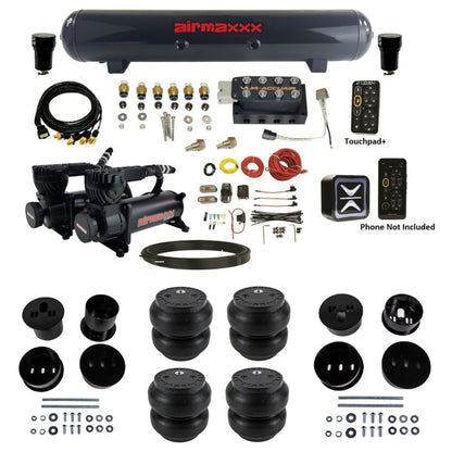 AccuAir e-Level+ Pressure VU4 dual 580 black compressors steel tank slam bags air kit for 1958–1960 Cadillac KCAD58-580B2-57S-VU4EPT-WK-HFSS7