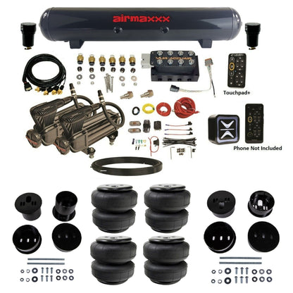 AccuAir e-Level+ Pressure VU4 dual x-series compressors steel tank airlift bags air kit for 1958–1960 Cadillac KCAD58-X2B-57S-VU4EPT-WK-HFD25