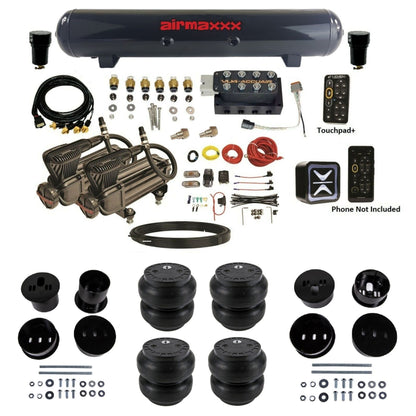 AccuAir e-Level+ Pressure VU4 dual x-series compressors steel tank slam bags air kit for 1958–1960 Cadillac KCAD58-X2B-57S-VU4EPT-WK-HFSS7