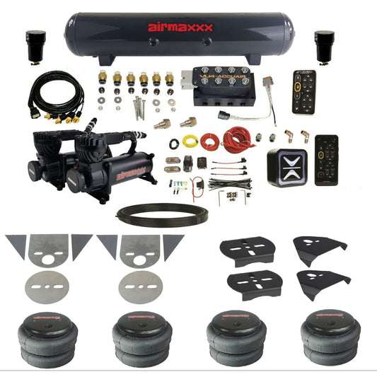 AccuAir e-Level+ Pressure+ preset air ride kit 580 black compressors steel tank 2500 bags for import torsion bar pickups KTOR-580B2-57S-VU4EPT-WK-HF