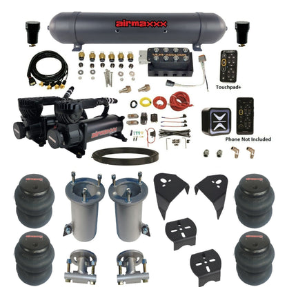 AccuAir e-Level+ VU4 air management kit with airmaxxx 580 black compressors aluminum tank & 2600 bags KGM07-580B2-57ABK-VU4EPT-WK-HF