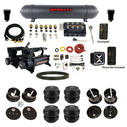 AccuAir e-Level+ VU4 dual 580 black compressors aluminum tank slam bags air ride kit for 1961–1962 Cadillac K-CAD6162-580B2-57ABK-VU4-E_PTSS7