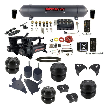 AccuAir e-Level+ VU4 dual 580 black compressors aluminum tank slam bags air ride kit for 1982–2005 S10/S15/Sonoma KS10-580B2-57ABK-VU4EHT-WK-HFSS6SS7