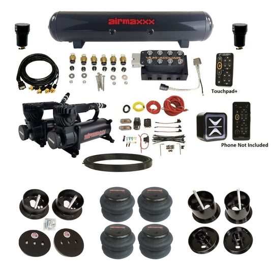 AccuAir e-Level+ VU4 dual 580 black compressors steel tank 2600 bags air ride kit for 1961–1962 Cadillac K-CAD6162-580B2-57S-VU4-E_PT