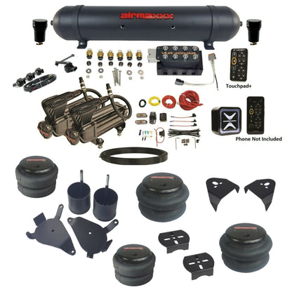 AccuAir e-Level+ VU4 dual x-series compressors aluminum tank bags air ride kit for 1982–2005 S10/S15/Sonoma KS10-X2B-57ABK-VU4EHT-WK-HF