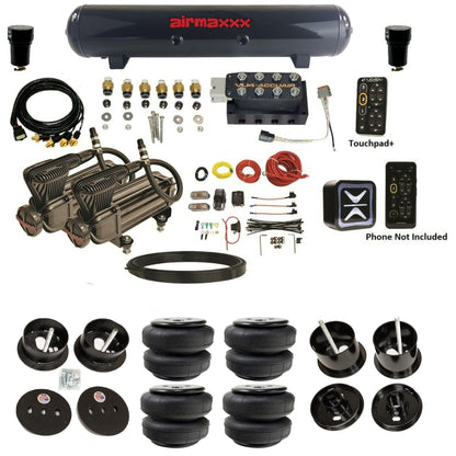 AccuAir e-Level+ VU4 dual x-series compressors steel tank airlift bags air ride kit for 1961–1962 Cadillac K-CAD6162-X2B-57S-VU4-E_PTD25