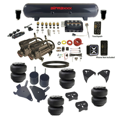 AccuAir e-Level+ VU4 dual x-series compressors steel tank airlift bags air ride kit for 1982–2005 S10/S15/Sonoma KS10-X2B-57S-VU4EHT-WK-HFD25