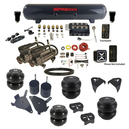 AccuAir e-Level+ VU4 dual x-series compressors steel tank slam bags air ride kit for 1982–2005 S10/S15/Sonoma KS10-X2B-57S-VU4EHT-WK-HFSS6SS7