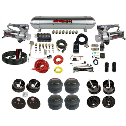 Accuair VU4 air ride suspension kit airmaxxx 580 chrome compressors aluminum tank 2600 bags for 1961 1962 Cadillac K-CAD6162-580C2-57ARW-VU4-7BK-WK-HF