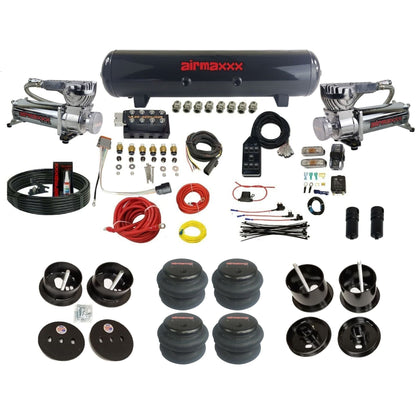 Accuair VU4 air ride suspension kit airmaxxx 580 chrome compressors steel tank 2600 bags for 1961 1962 Cadillac K-CAD6162-580C2-57S-VU4-7BK-WK-HF