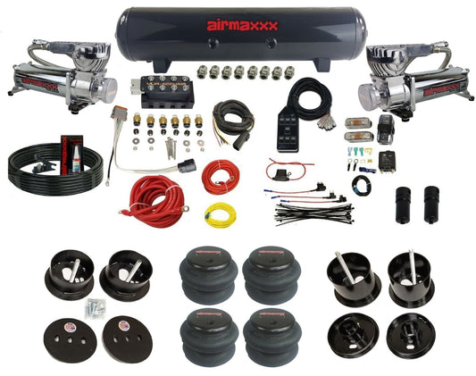 Accuair VU4 air ride suspension kit airmaxxx 580 chrome compressors steel tank 2600 bags for 1961 1962 Cadillac K-CAD6162-580C2-57S-VU4-7BK-WK-HF