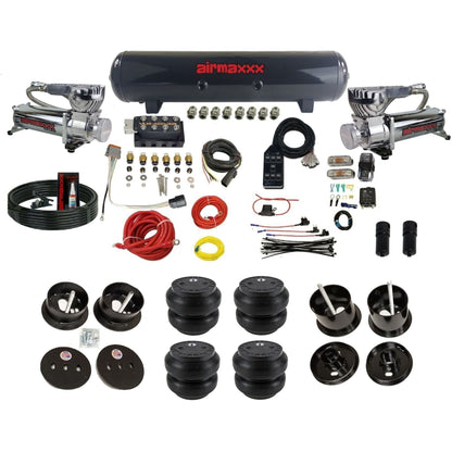 Accuair VU4 air ride suspension kit airmaxxx 580 chrome compressors steel tank slam bags for 1961 1962 Cadillac K-CAD6162-580C2-57S-VU4-7BK-WK-HFSS7