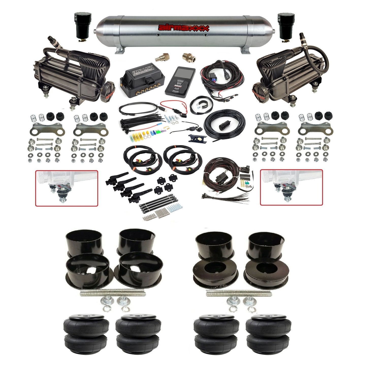 Air Lift 3H 27695 3/8 X-series compressor aluminum tank airlift bags air suspension kit fits 1971-96 GM B-Body KBBDY-XB2-57ARW-27695-WK-3P2D25