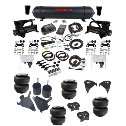 Air Lift 3H 27695 3/8 air suspension kit with dual black 580 compressors aluminum tank airlift bags & airmaxxx brackets fits 1982-05 Chevy S10/S15/Sonoma KS10-580B2-57ABK-27695-WK-3P2D25