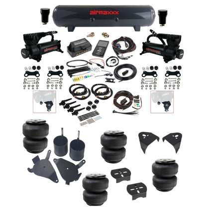 Air Lift 3H 27695 3/8 air suspension kit with dual black 580 compressors steel tank airlift bags & airmaxxx brackets fits 1982-05 Chevy S10/S15/Sonoma KS10-580B2-57S-27695-WK-3P2D25