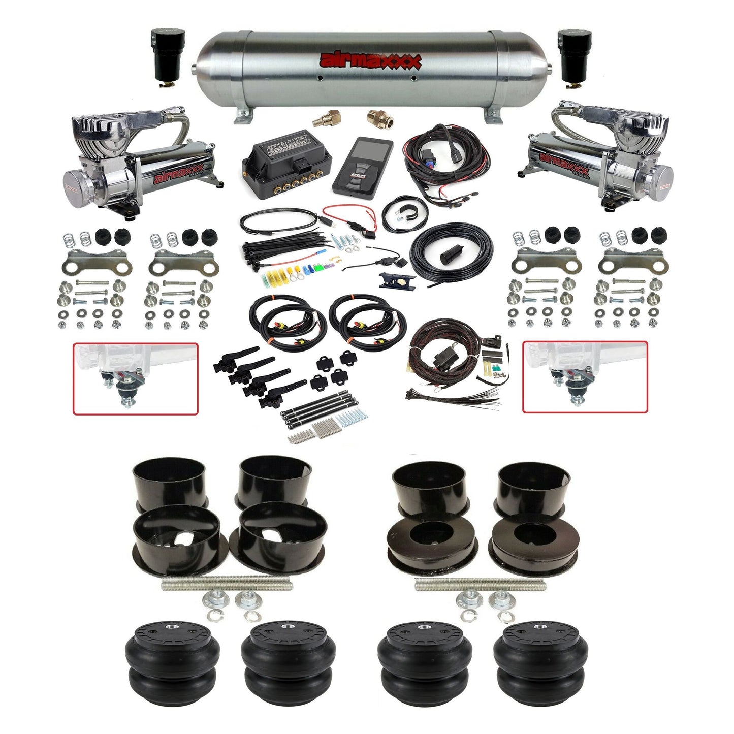 Air Lift 3H 27695 3/8 chrome 580 compressor aluminum tank slam bags air suspension kit fits 1971-96 GM B-Body KBBDY-580C2-57ARW-27695-WK-3P2SS7