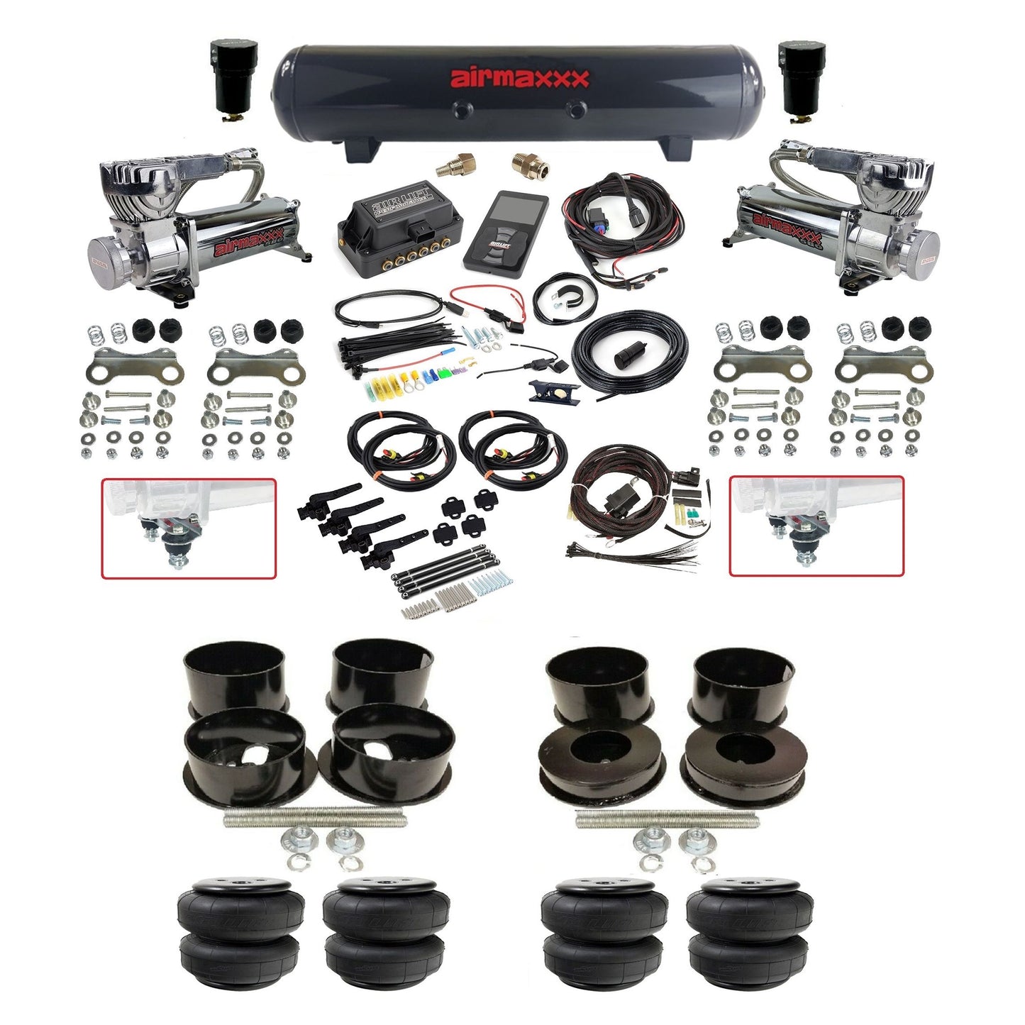 Air Lift 3H 27695 3/8 chrome 580 compressor steel tank airlift bags air suspension kit fits 1971-96 GM B-Body KBBDY-580C2-57S-27695-WK-3P2D25