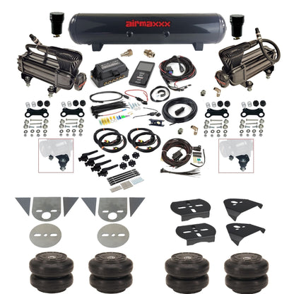 Air Lift 3H 27695 3/8" suspension kit with X-series compressors steel tank Slam bags & airmaxxx brackets for mini trucks KTOR-XB2-57S-27695-WK-3P2SS6