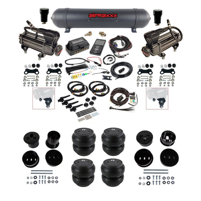 Air Lift 3H 3/8 air ride kit with dual black X-series compressors black aluminum tank Slam bags & airmaxxx bolt on brackets fits 1958-60 Cadillac KCAD58-XB2-57ABK-27695-WK-3P2SS7