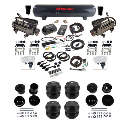 Air Lift 3H 3/8 air ride kit with dual black X-series compressors steel tank Slam bags & airmaxxx bolt on brackets fits 1958-60 Cadillac KCAD58-XB2-57S-27695-WK-3P2SS7